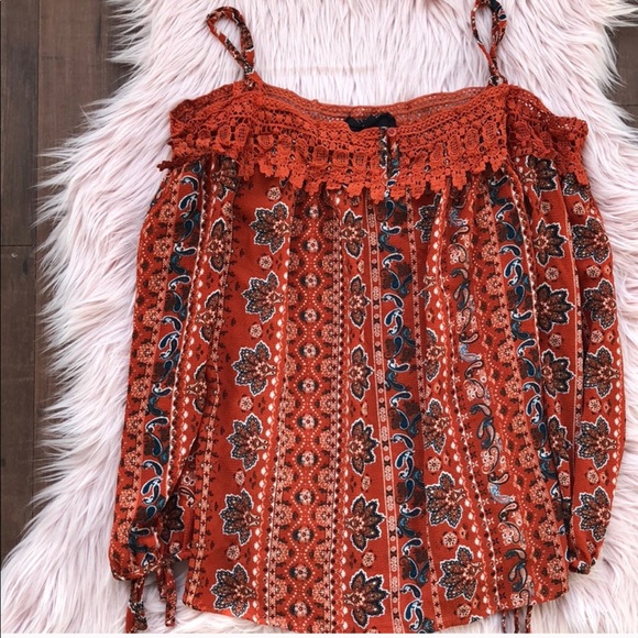 Buckle Tops - Boho cold shoulder top